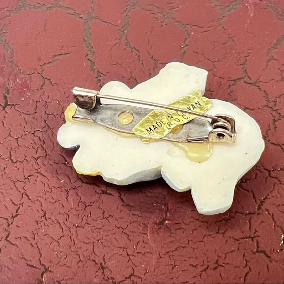 Vintage 80s Elephant Brooch Pin Pastel Hearts Enamel Taiwan ROC - Picture 6 of 11